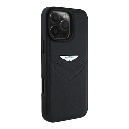 Aston Martin для iPhone 16 Pro чехол Leather Victory Design Hard Black