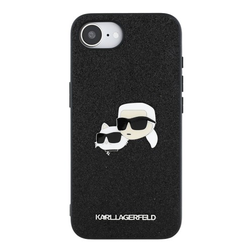 Karl Lagerfeld для iPhone 16e чехол Fixed glitters NFT Karl & Choupette metal Heads Hard Black