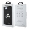 Karl Lagerfeld для iPhone 16e чехол Fixed glitters NFT Karl & Choupette metal Heads Hard Black