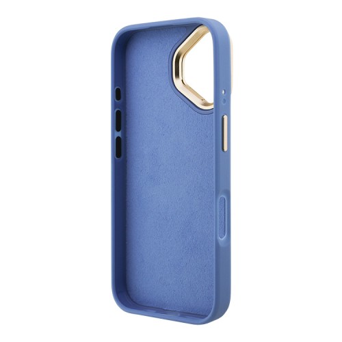 Guess для iPhone 16 чехол PU 4G Big metal logo and Camera Stand Hard Blue