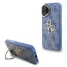 Guess для iPhone 16 чехол PU 4G Big metal logo and Camera Stand Hard Blue