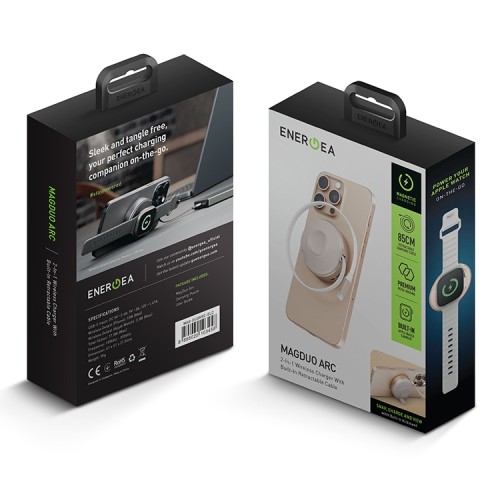 Energea Беспроводное СЗУ MagDuo Arc 2in1 iPhone +Apple Watch charger +retractable USB-C cable Gold