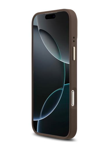 Guess для iPhone 17 Pro чехол PU 4G Classic metal logo Gold camera Hard Brown (MagSafe)
