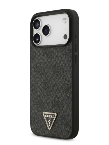 Guess для iPhone 17 Pro Max чехол PU 4G Triangle Diamond metal logo Hard Black (MagSafe)