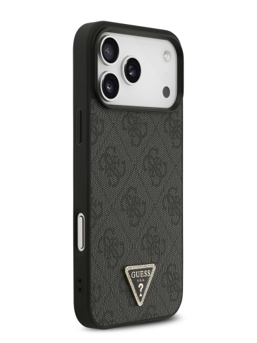Guess для iPhone 17 Pro Max чехол PU 4G Triangle Diamond metal logo Hard Black (MagSafe)