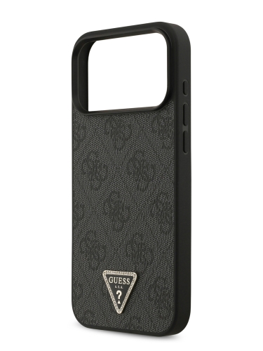 Guess для iPhone 17 Pro Max чехол PU 4G Triangle Diamond metal logo Hard Black (MagSafe)