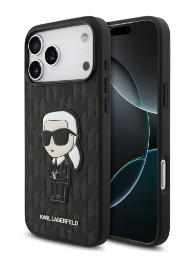 Karl Lagerfeld для iPhone 17 Pro Max чехол PU Saffiano Monogram NFT Karl iKonik черный