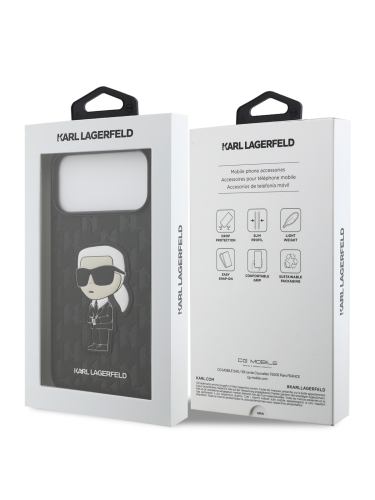 Karl Lagerfeld для iPhone 17 Pro Max чехол PU Saffiano Monogram NFT Karl iKonik черный