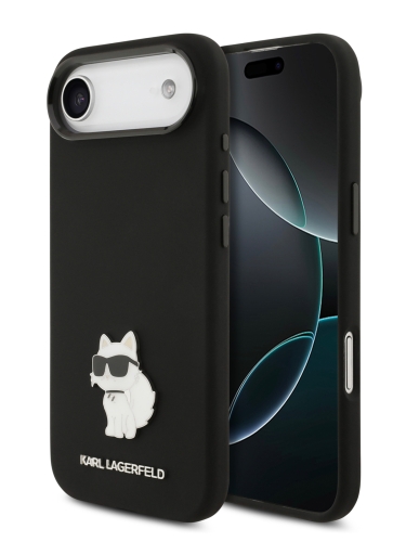 Karl Lagerfeld для iPhone Air чехол Liquid silicone NFT Choupette Metal pin & Camera Hard Black