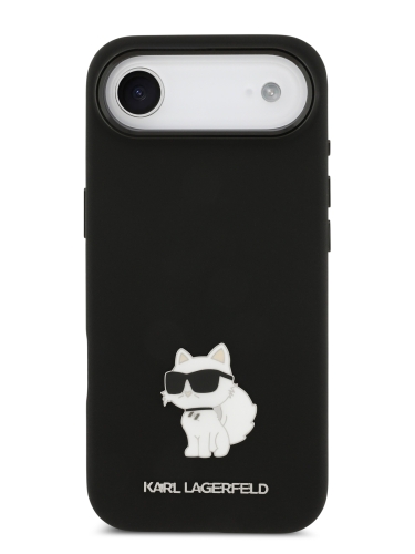 Karl Lagerfeld для iPhone Air чехол Liquid silicone NFT Choupette Metal pin & Camera Hard Black