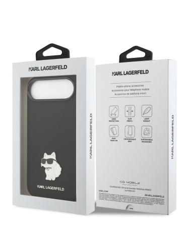 Karl Lagerfeld для iPhone Air чехол Liquid silicone NFT Choupette Metal pin & Camera Hard Black