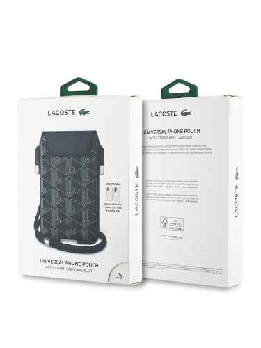 Lacoste для смартфонов чехол Crossbody Phone Sleeve PVC The Blend Black (XL, Pro Max) + Cord