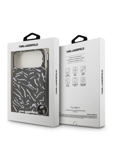Karl Lagerfeld для iPhone 17 Pro Max чехол IML Zebra Hard + Nylon Hand cord Purple