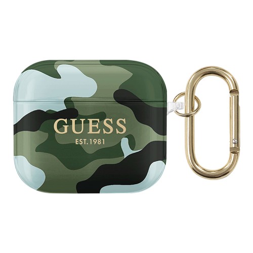 Чехол Guess Camouflage с карабином для Airpods 3 (2021), зеленый