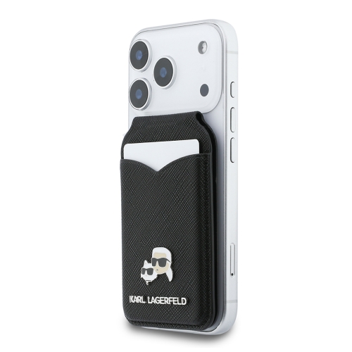 Karl Lagerfeld картхолдер бумажник-стенд Wallet MagSafe Cardslot Stand with Mirror Saffiano NFT K&C metal Blk