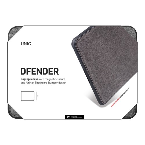 Uniq для Macbook Pro 13 (до 2016)/Air 13 (до 2018) DFender Sleeve Kanvas чехол-папка, серый