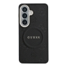 Guess для Galaxy S26 чехол PU Saffiano Peony Metal logo & Camera Hard Black (MagSafe)