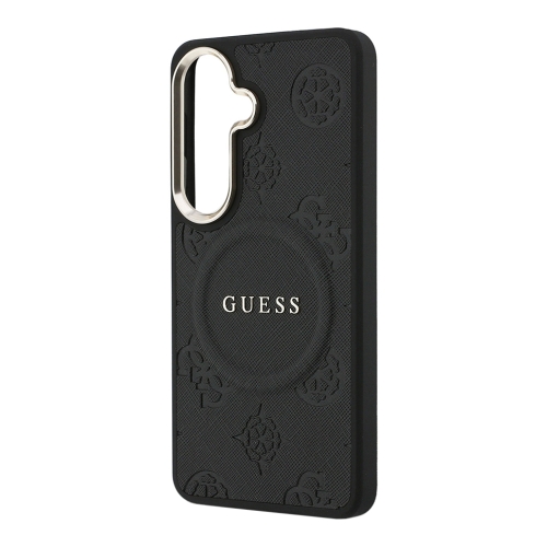 Guess для Galaxy S26 чехол PU Saffiano Peony Metal logo & Camera Hard Black (MagSafe)