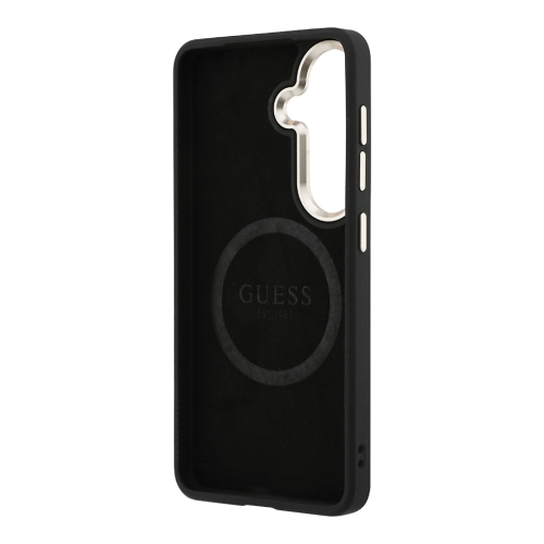 Guess для Galaxy S26 чехол PU Saffiano Peony Metal logo & Camera Hard Black (MagSafe)