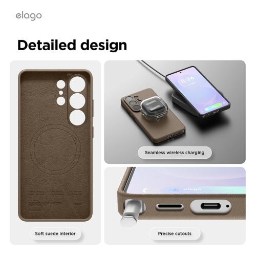 Elago для Galaxy S26 Ultra чехол Magnetic PU Leather Taupe (MagSafe)