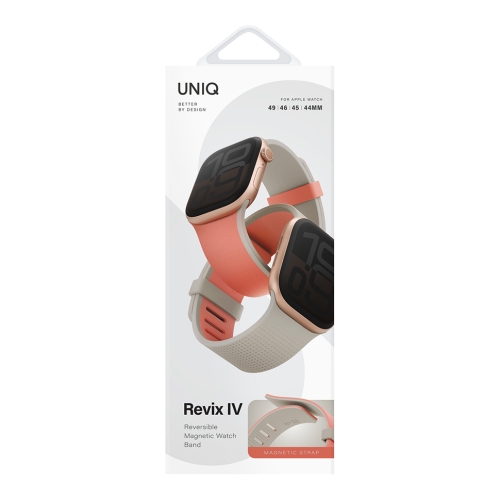 Uniq для Apple Watch 49/46/45/44 mm ремешок Revix IV reversible Magnetic Coral Quartz/Beige