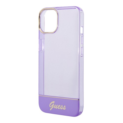 (Уценка) Чехол Guess Translucent w Electroplated camera для iPhone 14, фиолетовый