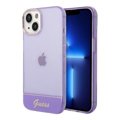 (Уценка) Чехол Guess Translucent w Electroplated camera для iPhone 14, фиолетовый