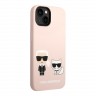 Чехол Lagerfeld Liquid silicone Karl & Choupette Hard для iPhone 14, розовый