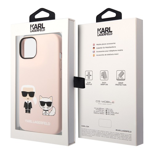 Чехол Lagerfeld Liquid silicone Karl & Choupette Hard для iPhone 14, розовый