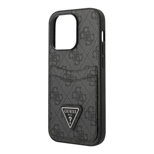 Чехол Guess PU 4G Double cardslot w Metal triangle logo Hard для iPhone 14 Pro Max, черный