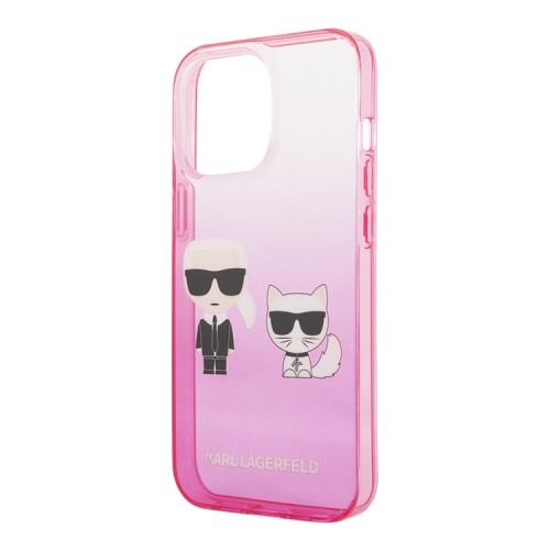 Чехол Lagerfeld Karl & Choupette Hard Gradient для iPhone 13 Pro, розовая рамка
