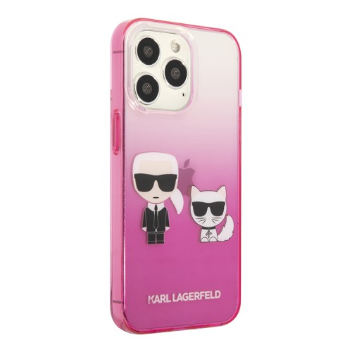 Чехол Lagerfeld Karl & Choupette Hard Gradient для iPhone 13 Pro, розовая рамка