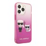 Чехол Lagerfeld Karl & Choupette Hard Gradient для iPhone 13 Pro, розовая рамка