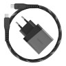 Сетевое зарядное EnergEA Ampcharge PD30+ USB-C PD + USB-A QC3.0 PPS 33W + кабель Nyloflex USB-С (1.5 м)