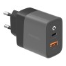 Сетевое зарядное EnergEA Ampcharge PD30+ USB-C PD + USB-A QC3.0 PPS 33W + кабель Nyloflex USB-С (1.5 м)