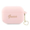 Чехол Guess Silicone Script logo with Heart charm для Airpods Pro 2, розовый
