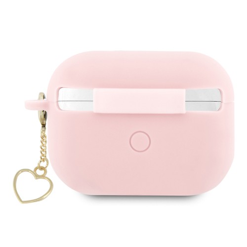 Чехол Guess Silicone Script logo with Heart charm для Airpods Pro 2, розовый