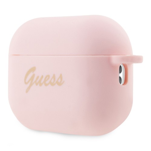 Чехол Guess Silicone Script logo with Heart charm для Airpods Pro 2, розовый