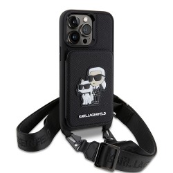 Чехол Lagerfeld Crossbody cardslot PU Saffiano NFT Karl&Choupette Hard для iPhone 14 Pro, черный