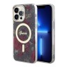 Чехол Guess Flower Hard для iPhone 13 Pro Max, зеленый/золотой (MagSafe)