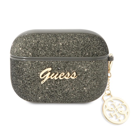 Чехол Guess Glitter flakes Metal logo with Charm для Airpods Pro, зеленый