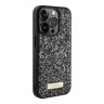 Guess для iPhone 15 Pro чехол Diamond Rhinestone Plate metal logo Hard Black