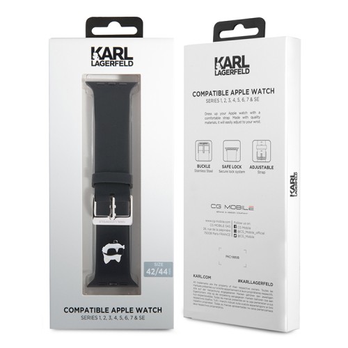 Karl Lagerfeld для Apple Watch 49-46-45-44 mm ремешок 3D Rubber NFT Choupette head Black