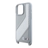 BMW для iPhone 15 Pro Max чехол Crossbody PU Carbon stripe Metal logo + Strap Hard Grey