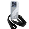 BMW для iPhone 15 Pro Max чехол Crossbody PU Carbon stripe Metal logo + Strap Hard Grey