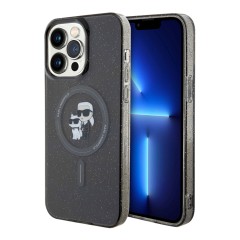 Lagerfeld для iPhone 14 Pro Max чехол PC/TPU NFT Karl & Choupette Hard Glitter Black (MagSafe)