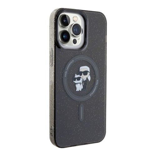 Lagerfeld для iPhone 14 Pro Max чехол PC/TPU NFT Karl & Choupette Hard Glitter Black (MagSafe)