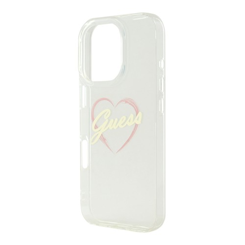 Guess для iPhone 16 Pro чехол PC/TPU Heart Transparent