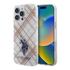 U.S. Polo для iPhone 16 Pro чехол PC/TPU Double Horse logo Quilted Transparent