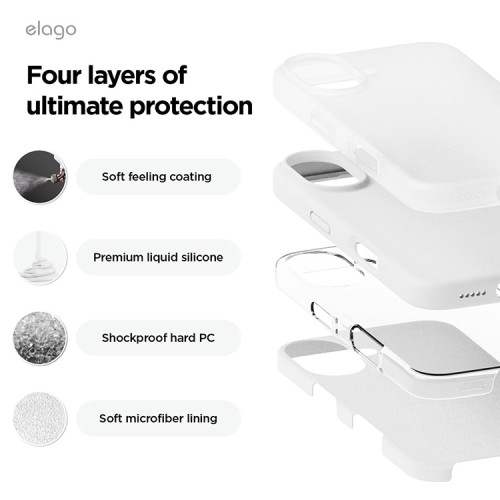 Elago для iPhone 16 чехол Soft silicone (Liquid) White